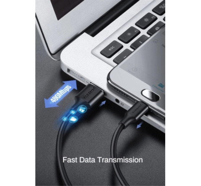 Дата кабель USB 2.0 AM to Micro 5P 0.25m 2A US289 black Ugreen (60134)