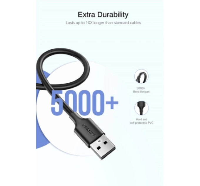 Дата кабель USB 2.0 AM to Micro 5P 0.25m 2A US289 black Ugreen (60134)