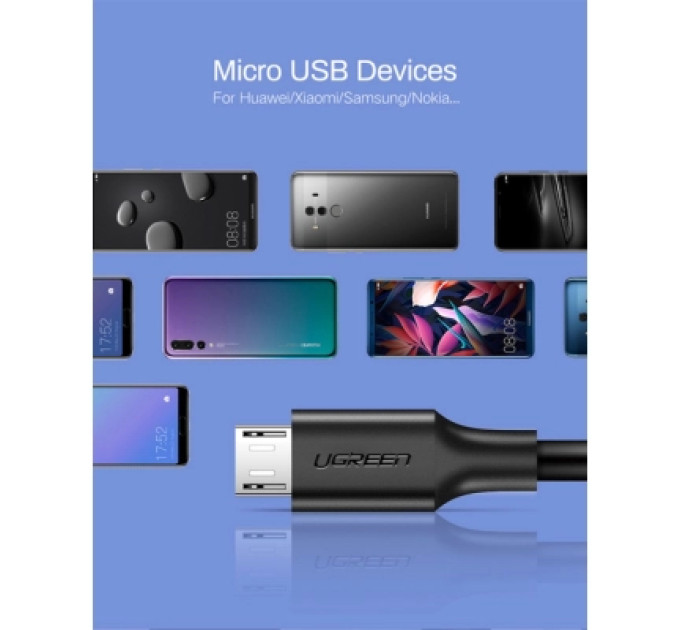 Дата кабель USB 2.0 AM to Micro 5P 0.25m 2A US289 black Ugreen (60134)