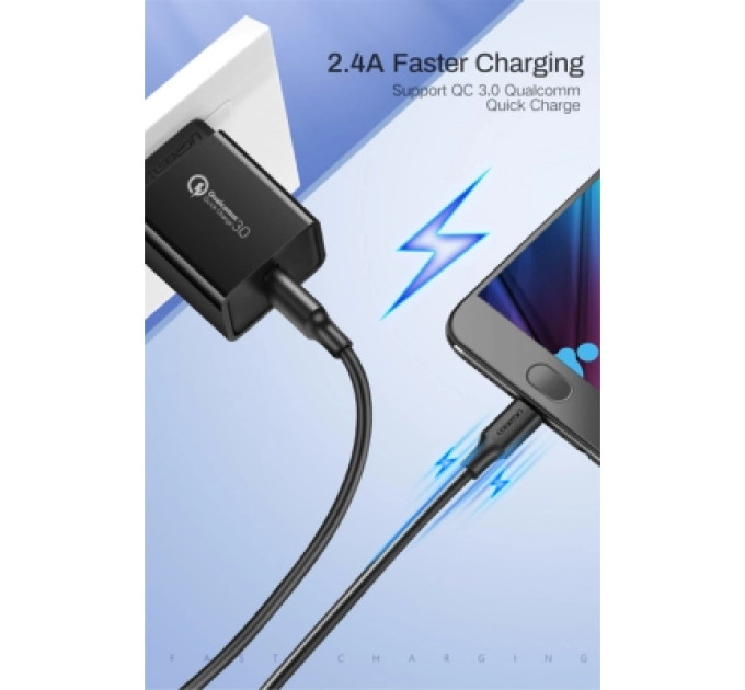 Дата кабель USB 2.0 AM to Micro 5P 0.25m 2A US289 black Ugreen (60134)