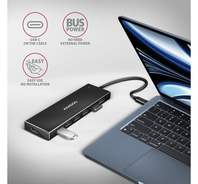 Концентратор USB-C 7PORT FLAT 0.3M HUE-F7C AXAGON