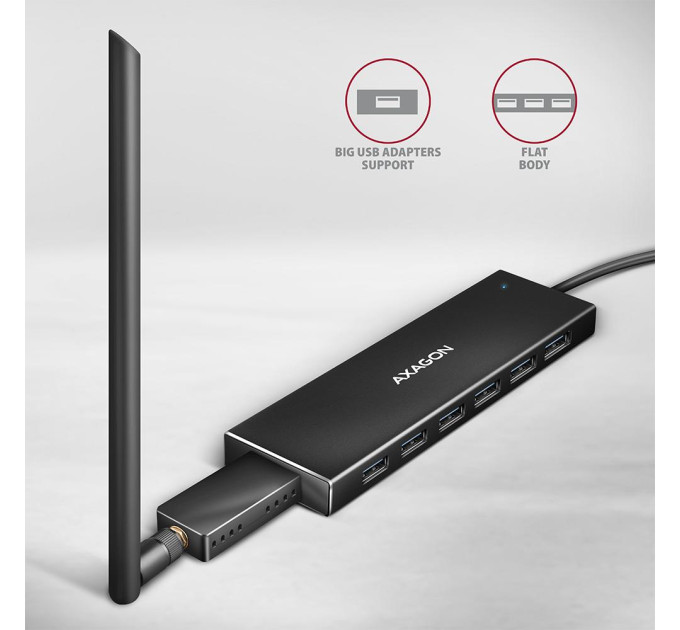 Концентратор USB-C 7PORT FLAT 0.3M HUE-F7C AXAGON
