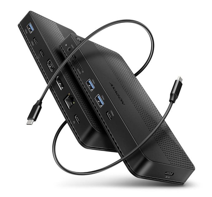 Хаб концентратор AXAGON HMC-U4 USB4 40Gbps DUAL 4K DISPLAY 12in1 dock, Black