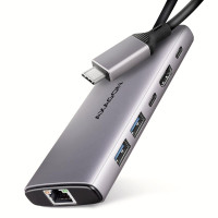 Хаб концентратор AXAGON HMC-6G2L USB-C 10Gbps 6in1 hub, Grey