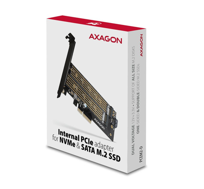 Aдаптер AXAGON PCEM2-D PCIe NVMe+SATA M.2 adapter