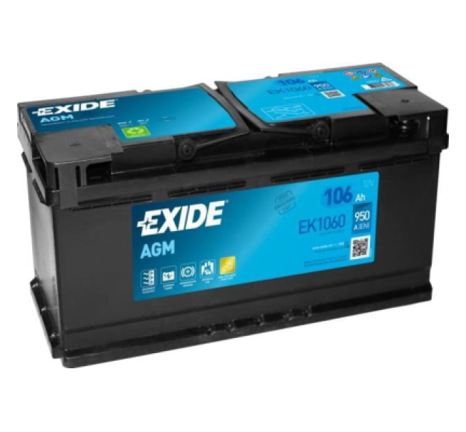 Акумулятор автомобільний EXIDE START-STOP AGM 106Ah (950EN) (EK1060)