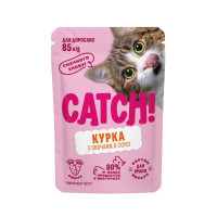 Вологий корм для кішок Catch! з куркою та овочами в соусі 85 г (4820261921977)