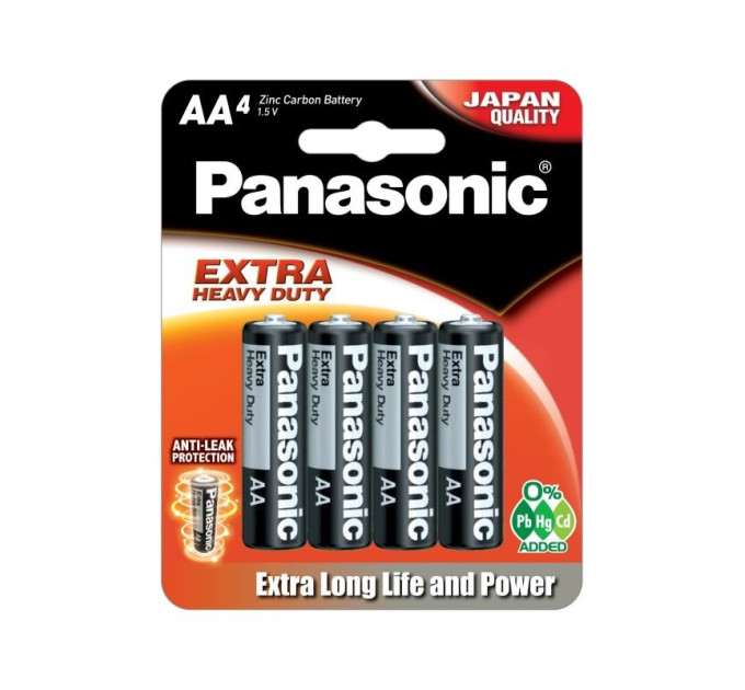 Батарейка Panasonic Extra Heavy Duty вугільно-цинкова AA(R6) блістер, 4 шт.