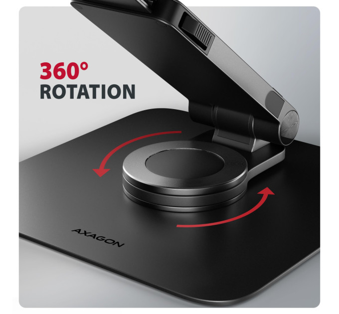 Підставка для ноутбуків AXAGON STND-LR стійка з поворотом на 360° (розмір 10" - 17.3"), Чорний