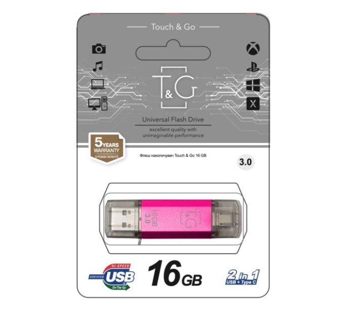 Флеш-накопичувач USB 3.0 16GB Type-C T&G 009 Star Series Fuchsia (TG009TC-16GFC3)