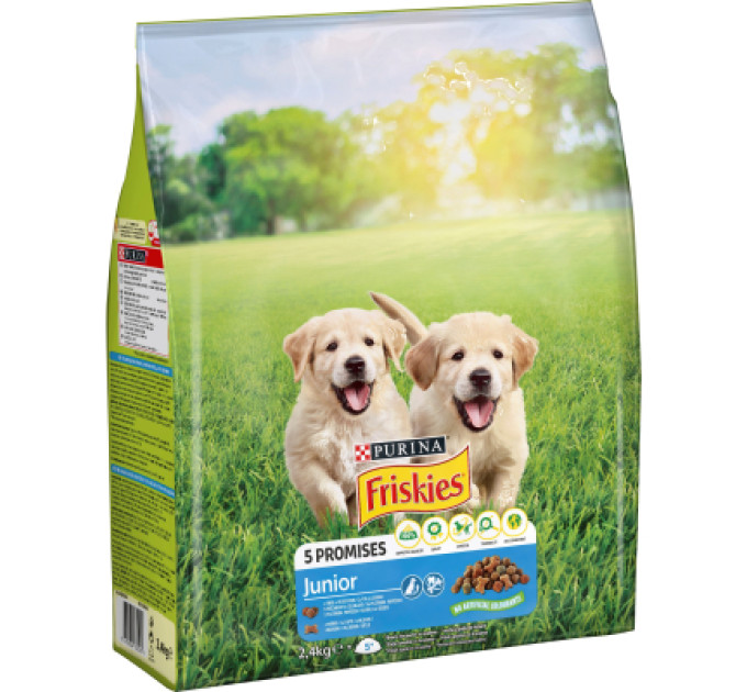 Purina Friskies Сухий корм для собак Purina Friskies Junior з куркою, овочами і молоком 2.4 кг (7613034232205)