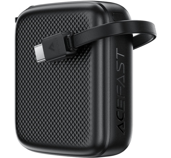 Acefast Батарея універсальна Acefast 10000mAh, 20W, PD, QC/3.0, build Type-C cable, M15, Black (6974316283973)