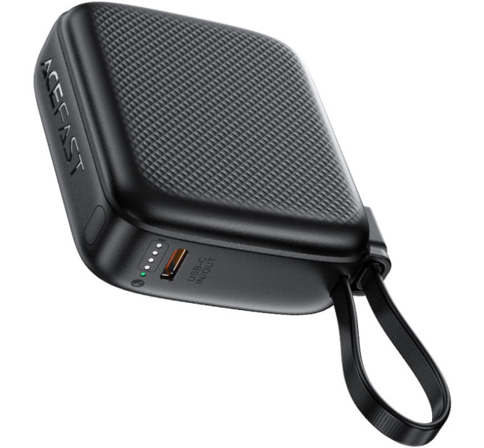Acefast Батарея універсальна Acefast 10000mAh, 20W, PD, QC/3.0, build Type-C cable, M15, Black (6974316283973)