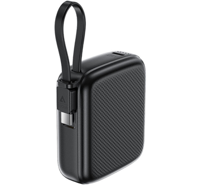 Acefast Батарея універсальна Acefast 10000mAh, 20W, PD, QC/3.0, build Type-C cable, M15, Black (6974316283973)
