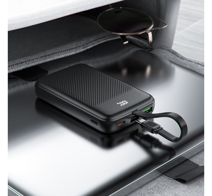 Acefast Батарея універсальна Acefast 10000mAh, 22.5W, PD, QC/3.0, build Type-C cable, M13, Black (6974316283959)