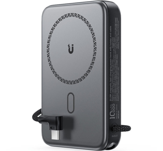 Acefast Батарея універсальна Acefast Magnetic Wireless 10000mAh, 22.5W, PD, QC/3.0, QI 15W, M24, Metal Gray (6974316284871)