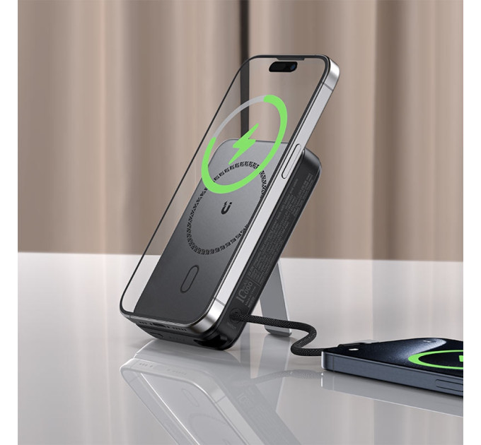 Acefast Батарея універсальна Acefast Magnetic Wireless 10000mAh, 22.5W, PD, QC/3.0, QI 15W, M24, Metal Gray (6974316284871)