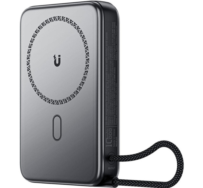 Acefast Батарея універсальна Acefast Magnetic Wireless 10000mAh, 22.5W, PD, QC/3.0, QI 15W, M24, Metal Gray (6974316284871)