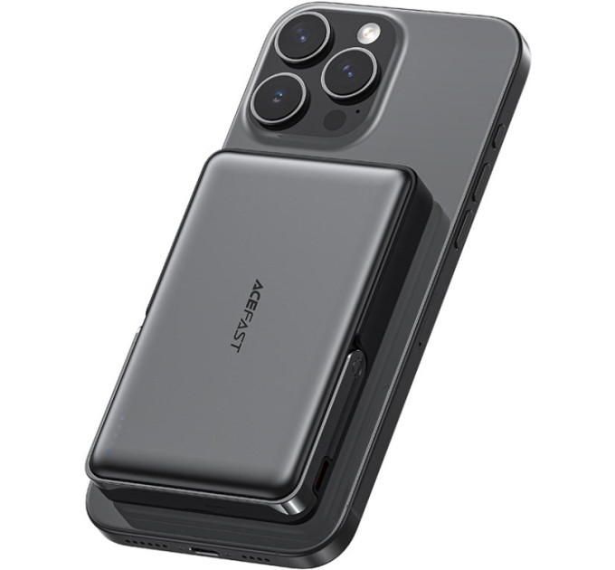Acefast Батарея універсальна Acefast Magnetic Wireless 10000mAh, 22.5W, PD, QC/3.0, QI 15W, with holder M17, Black (6974316284000)