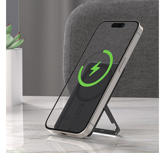 Acefast Батарея універсальна Acefast Magnetic Wireless 5000mAh, 18W, PD, QC/3.0, with holder M16, Black (6974316283997)