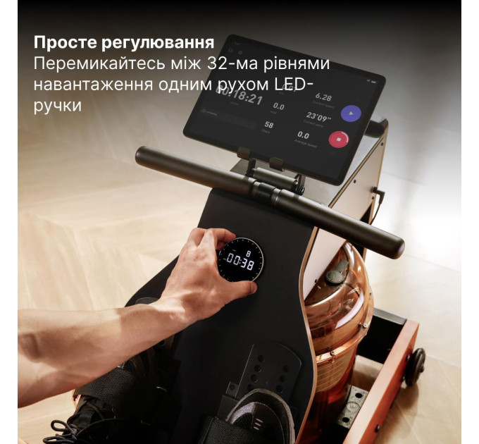 KINGSMITH Водний гребний тренажер потрійного складання KINGSMITH WM10 PRO колір червоний дуб