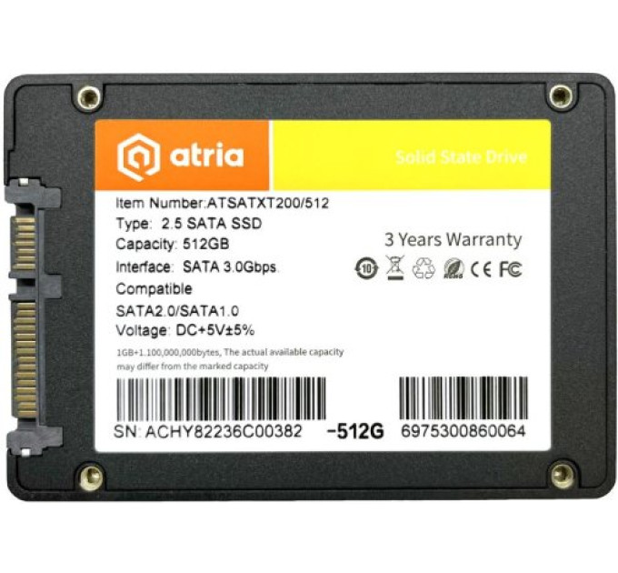 SSD-накопичувач  Atria XT200 SATA III 512GB (ATSATXT200/512)