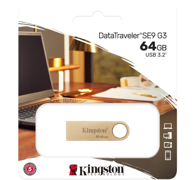 Kingston Флешка KINGSTON DT SE9 G3 64GB USB 3.2 Gold
