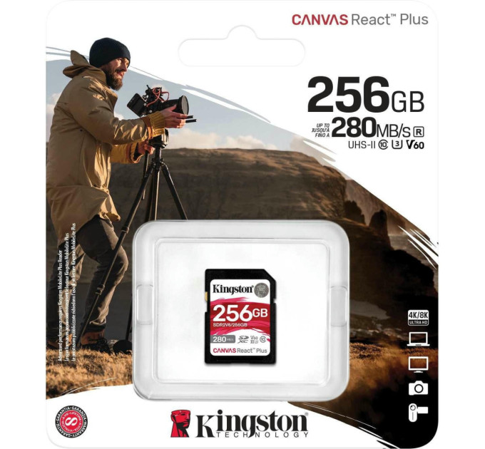 Карта пам'яті  Kingston SD  256GB C10 UHS-II U3 R280/W150MB/s SDR2V6/256GB