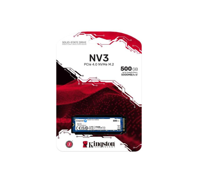 SSD накопичувач Kingston 500GB M.2 NVMe NV3 M.2 2280 PCIe Gen4.0 x4 (SNV3S/500G)