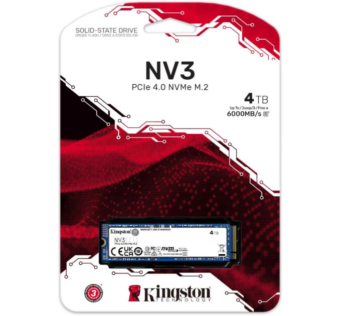SSD-накопичувач  Kingston NV3 2280 PCIe 4.0 x4 NVMe 4TB (SNV3S/4000G)