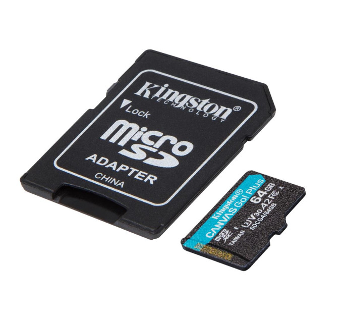 Карта пам'яті  MicroSDXC   64GB UHS-I/U3 Class 10 Kingston Canvas Go! Plus R200/W200MB/s + SD-адаптер