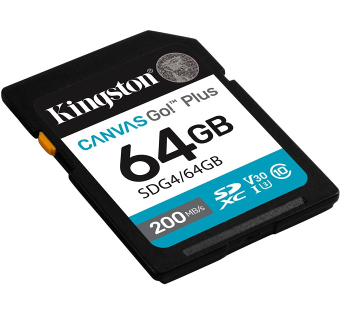 Kingston Карта пам'яті  Kingston SDXC 64GB Canvas Go! Plus G4 Class 10 UHS-I U3 V30 (SDG4/64GB)