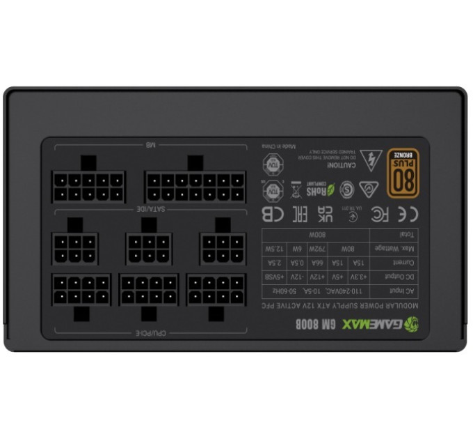 Блок живлення  Gamemax 800W GM 800B Fully Modular Black (GM 800B Fully-modular New)