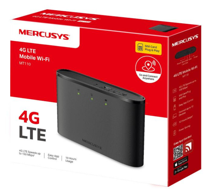 Mercusys Мобільний маршрутизатор MERCUSYS MT110 N150, 4G/LTE, 2200мА*год MT110