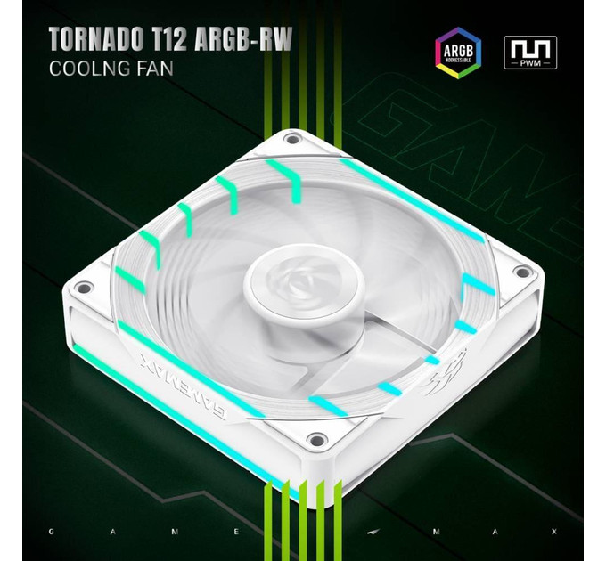 Кулер для корпусу  GameMax Tornado T12 ARGB-RW 120*120*25 3pin