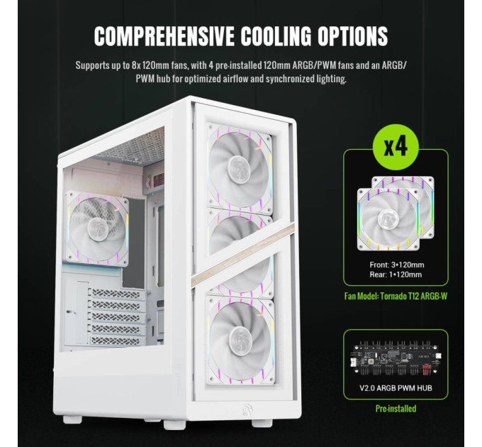 Gamemax Корпус  Gamemax Aeris 330 GB White with window (AERIS 330 GW)