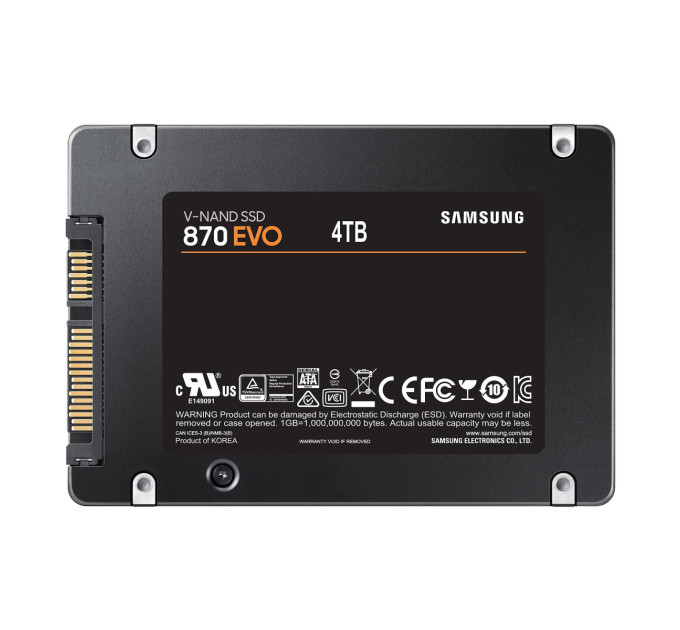 Samsung Твердотільний запам’ятовувальний пристрій накопичувач (SSD) SATA2.5" 4TB 6GB/S 870 EVO MZ-77E4T0B/EU SAMSUNG