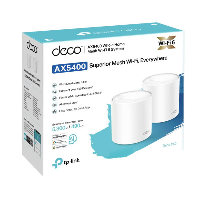 TP-Link Домашня Mesh Wi-Fi система (2 шт у комплекті), арт. Deco X60(2-pack) TP-LINK