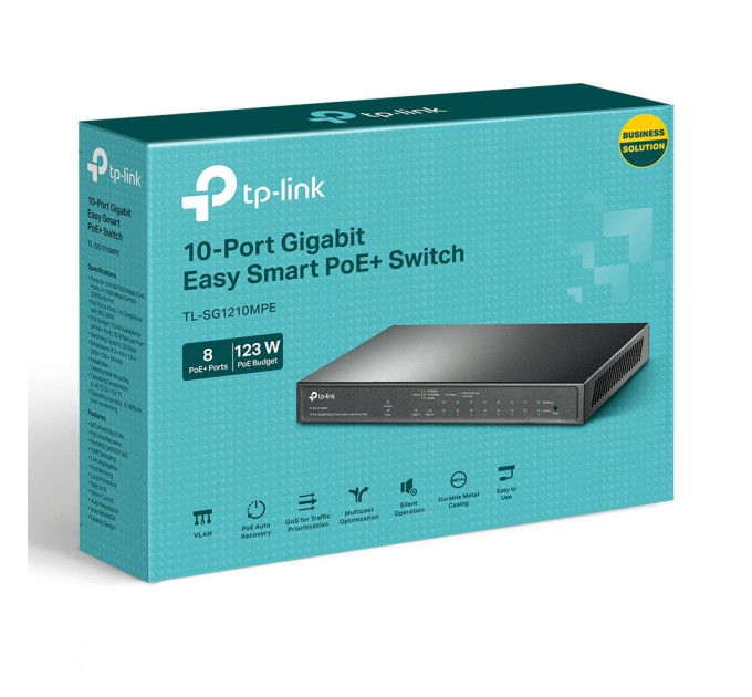 TP-Link 10-портовий гігабітний комутатор з 8 РоЕ+ портами, TL-SG1210MPE