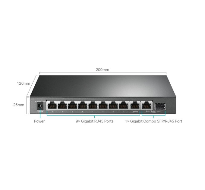 TP-Link 10-портовий гігабітний комутатор з 8 РоЕ+ портами, TL-SG1210MPE