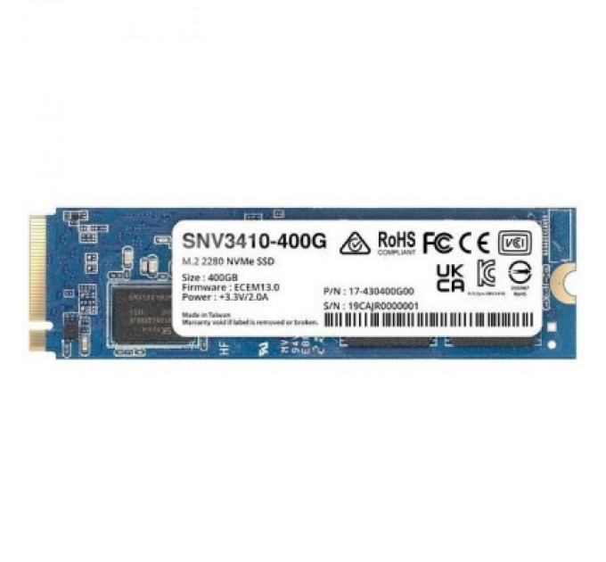 Synology Накопичувач SSD для сервера 400GB M.2 2280 NVMe PCIe 3.0 x4 Synology (SNV3410-400G)