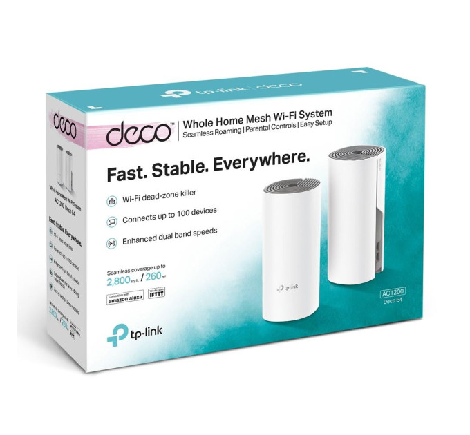 TP-Link Домашня Mesh Wi-Fi система (2 шт у комплекті), арт. Deco E4(2-Pack)