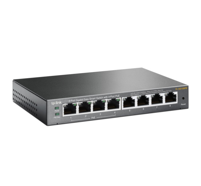 TP-Link 8-портовий гігабітний настільний РоЕ Easy Smart комутатор, TL-SG108PE  TP-LINK