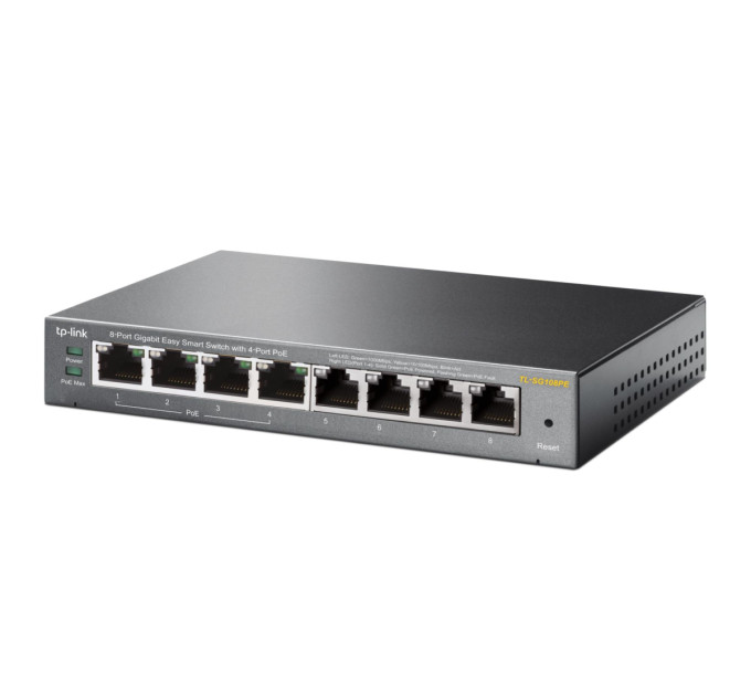 TP-Link 8-портовий гігабітний настільний РоЕ Easy Smart комутатор, TL-SG108PE  TP-LINK