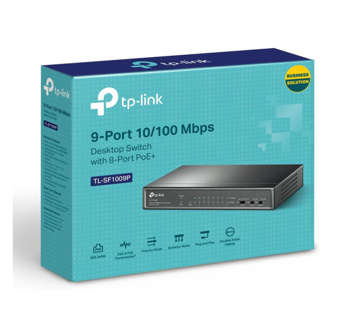TP-Link 9-портовий настільний комутатор з 8 РоЕ+ портами, TL-SF1009P