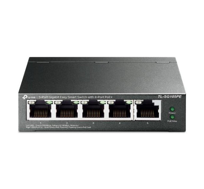 TP-Link 5-портовий гігабітний комутатор з 4 РоЕ+ портами, TL-SG105PE