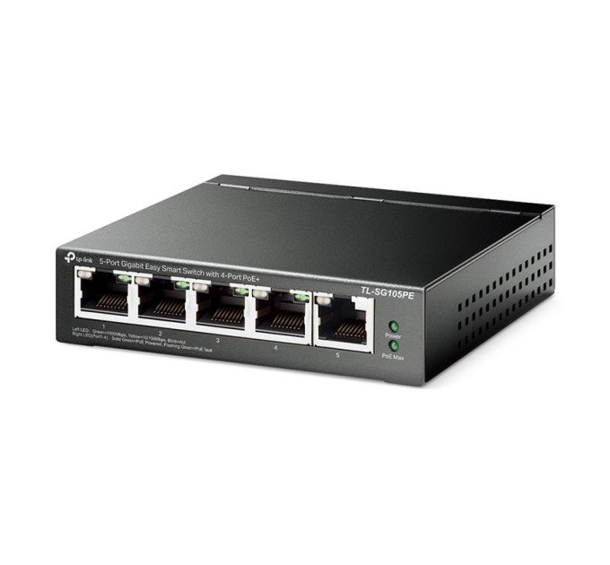 TP-Link 5-портовий гігабітний комутатор з 4 РоЕ+ портами, TL-SG105PE