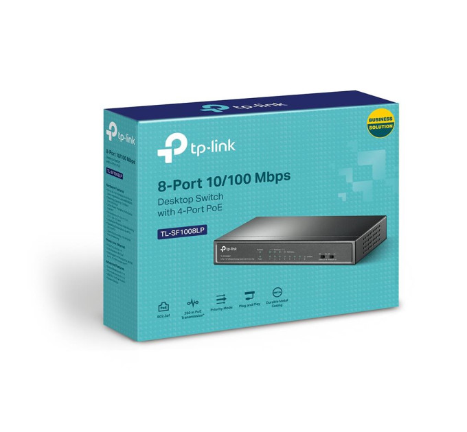 TP-Link 8-портовий настільний комутатор з 4 РоЕ портами, TL-SF1008LP