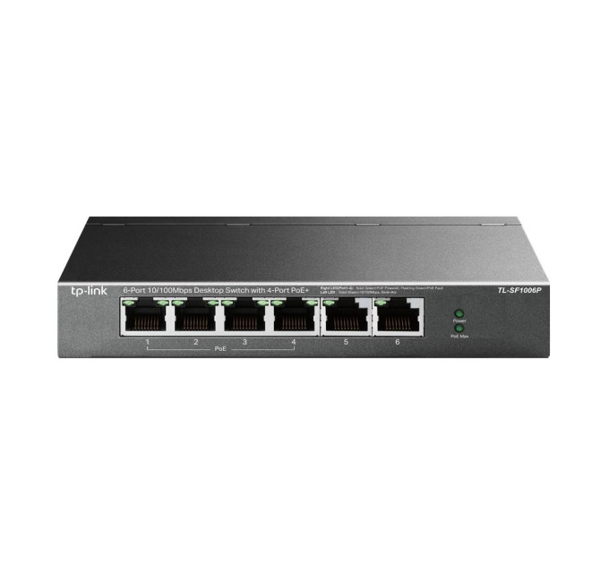 TP-Link 6-портовий настільний комутатор з 4 РоЕ+ портами, TL-SF1006P