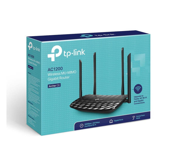 TP-Link Точка доступу з функцією маршрутизації, мережеве обладнання 1200MBPS 1000M 4P DUAL BAND ARCHER C6 TP-LINK